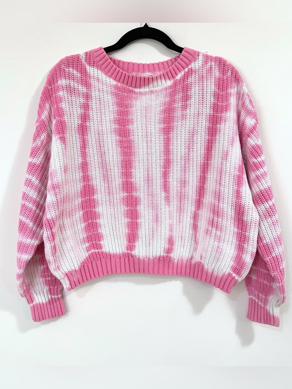 Lush Pink and White Tie-Dye Sweater Size Small